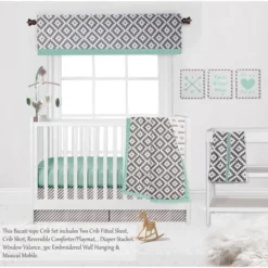 Bacati - Love Gray Mint 10 Pc Crib Bedding Set With 2 Crib Fitted Sheets -Roommates Nursery Outlet Store GUEST b05e8472 7774 48f6 8bb6 145278046c70