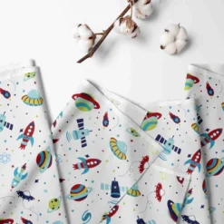 Bacati - Airspace Aqua Navy Red Lime Orange 100 Percent Cotton Universal Baby US Standard Crib Or Toddler Bed Fitted Sheet