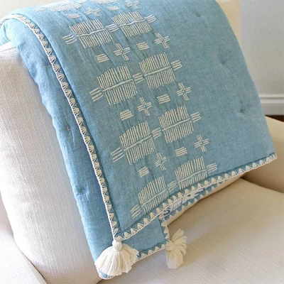 Crane Baby Quilted Baby Reversible Blanket - Caspian Chambray 7 Crane Baby Quilted Baby Reversible Blanket - Caspian Chambray - Image 7