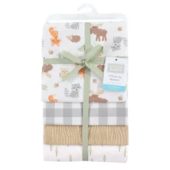 Hudson Baby Infant Boy Cotton Flannel Receiving Blankets, Woodland, One Size