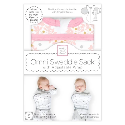 SwaddleDesigns Omni Swaddle Sack Swaddle Wrap - Pink Heavenly Floral - S - 0-3 Months 3 SwaddleDesigns Omni Swaddle Sack Swaddle Wrap - Pink Heavenly Floral - S - 0-3 Months - Image 3
