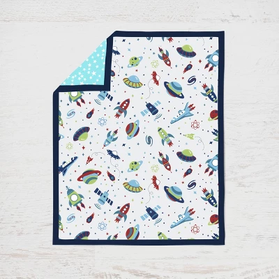 Bacati - Airspace Aqua Navy Green Red 10 Pc Crib Bedding Set With Long Rail Guard Cover 3 Bacati - Airspace Aqua Navy Green Red 10 Pc Crib Bedding Set With Long Rail Guard Cover - Image 3