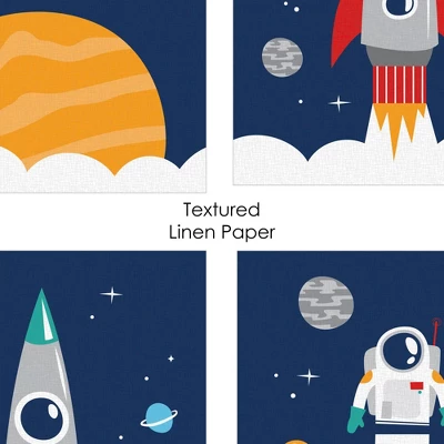Big Dot Of Happiness Blast Off To Outer Space - Unframed Rocket Ship Nursery And Kids Room Linen Paper Wall Art - Set Of 4 - Artisms - 8 X 10 Inches 5 Big Dot Of Happiness Blast Off To Outer Space - Unframed Rocket Ship Nursery And Kids Room Linen Paper Wall Art - Set Of 4 - Artisms - 8 X 10 Inches - Image 5