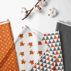 Bacati - Playful Fox Orange Gray 3 Pc Crib Bedding Set