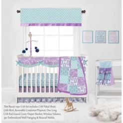 Bacati - Paisley Isabella Purple Lilac Aqua 10 Pc Crib Bedding Set With Long Rail Guard Cover -Roommates Nursery Outlet Store GUEST bf4d262f fa5c 42b3 b410 eea6aa264dd8