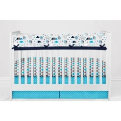 Bacati - Woodlands Forest Animals Aqua/Navy/Grey 6 Pc Crib Bedding Set With Long Rail Guard Cover -Roommates Nursery Outlet Store GUEST c7208f92 9f44 4f9c 9c5e 83e0095f2782