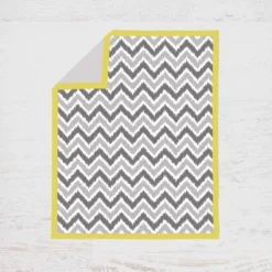 Bacati - Ikat Dots Giraffe Yellow Grey Muslin Neutral 10 Pc Crib Set With 3 Wall Hangings & 4 Muslin Swaddles