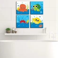 Big Dot Of Happiness Under The Sea Critters - Kids Home Decor - 11 X 11 Inches Nursery Wall Art - Set Of 4 Prints For Baby's Room -Roommates Nursery Outlet Store GUEST cb564030 ccf4 4f70 9303 6206f15ffd95