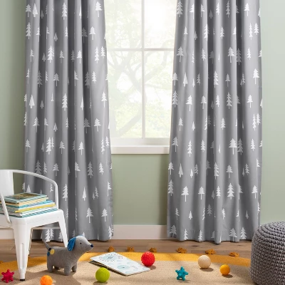Blackout Curtain Panel Trees - Cloud Island Gray 1 Blackout Curtain Panel Trees - Cloud Island Gray