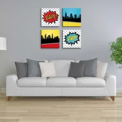 Big Dot Of Happiness Bam Superhero - Kids Room, Nursery Decor And Home Decor - 11 X 11 Inches Nursery Wall Art - Set Of 4 Prints For Baby's Room -Roommates Nursery Outlet Store GUEST cda47b81 f0b6 4c67 9811 3149e59747b5