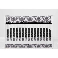 Bacati - Classic Damask Black/Grey/White 10 Pc Crib Bedding Set With Long Rail Guard Cover 17 Bacati - Classic Damask Black/Grey/White 10 Pc Crib Bedding Set With Long Rail Guard Cover -Roommates Nursery Outlet Store GUEST d1ba7fc6 5708 4472 be84 eb5dae2b7786