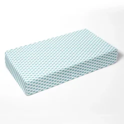 Bacati - Aqua Leaves Printed 100 Percent Cotton Universal Baby US Standard Crib Or Toddler Bed Fitted Sheet