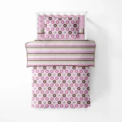 Bacati - Mod Dots Stripes Pink Fuschia Beige Chocolate 3 Pc Toddler Sheet Set -Roommates Nursery Outlet Store GUEST d452c70e d838 4c5d b9c1 1f9f452fc1ea