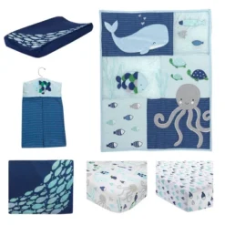 Lambs & Ivy Oceania 6-Piece Baby Crib Bedding Set - Blue Ocean, Nautical, Aquatic, Whale, Octopus Theme -Roommates Nursery Outlet Store GUEST d7b2252a 2c75 4653 aed9 14770fc57d71