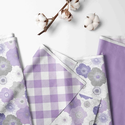 Bacati - Watercolor Floral Purple Gray 10 Pc Girls Crib Bedding Set With 2 Crib Fitted Sheets 1 Bacati - Watercolor Floral Purple Gray 10 Pc Girls Crib Bedding Set With 2 Crib Fitted Sheets