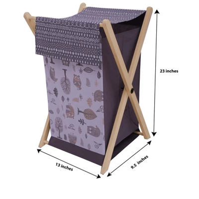 Bacati - Owls Gray/Beige Neutral Laundry Hamper With Wooden Frame 1 Bacati - Owls Gray/Beige Neutral Laundry Hamper With Wooden Frame