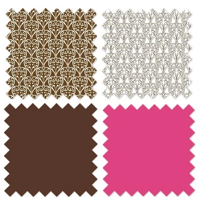 Bacati - Damask Pink Chocolate 3 Pc Toddler Sheet Set 5 Bacati - Damask Pink Chocolate 3 Pc Toddler Sheet Set - Image 5