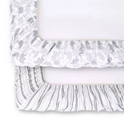 The Peanutshell Changing Pad Covers - Gray Elephants/Stripe 2pk 5 The Peanutshell Changing Pad Covers - Gray Elephants/Stripe 2pk - Image 5