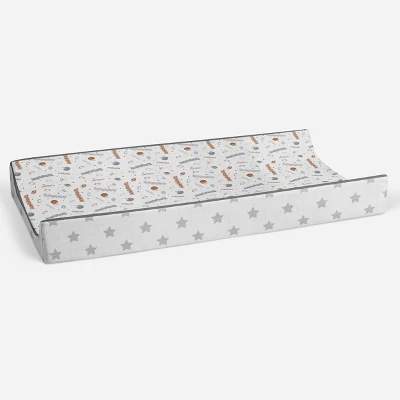 Bacati - Football Brown/Gray Muslin Changing Pad Cover 3 Bacati - Football Brown/Gray Muslin Changing Pad Cover - Image 3