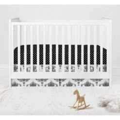 Bacati - Classic Damask Black/Grey/White 10 Pc Crib Bedding Set With Long Rail Guard Cover 15 Bacati - Classic Damask Black/Grey/White 10 Pc Crib Bedding Set With Long Rail Guard Cover -Roommates Nursery Outlet Store GUEST e1a2e555 e6a9 4bc3 b843 dc4a3f2e2acc