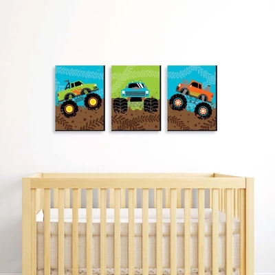 Big Dot Of Happiness Smash And Crash - Monster Truck - Boy Nursery Wall Art And Kids Room Decor - 7.5 X 10 Inches - Set Of 3 Prints 1 Big Dot Of Happiness Smash And Crash - Monster Truck - Boy Nursery Wall Art And Kids Room Decor - 7.5 X 10 Inches - Set Of 3 Prints