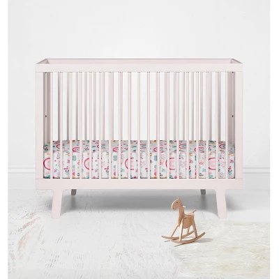 Bacati - Little Dino & Rainbows Fuchsia/Aqua Muslin 100 Percent Cotton Muslin Universal Baby US Standard Crib Or Toddler Bed Fitted Sheet 3 Bacati - Little Dino & Rainbows Fuchsia/Aqua Muslin 100 Percent Cotton Muslin Universal Baby US Standard Crib Or Toddler Bed Fitted Sheet - Image 3