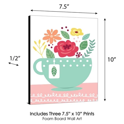 Big Dot Of Happiness Floral Let's Par-Tea - Garden Tea Party Nursery Wall Art And Kids Room Decor - 7.5 X 10 Inches - Set Of 3 Prints 3 Big Dot Of Happiness Floral Let's Par-Tea - Garden Tea Party Nursery Wall Art And Kids Room Decor - 7.5 X 10 Inches - Set Of 3 Prints - Image 3
