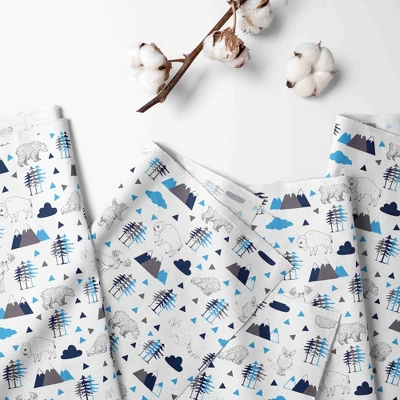 Bacati - Woodland Animals Aqua Navy Gray 100 Percent Cotton Universal Baby US Standard Crib Or Toddler Bed Fitted Sheet 2 Bacati - Woodland Animals Aqua Navy Gray 100 Percent Cotton Universal Baby US Standard Crib Or Toddler Bed Fitted Sheet - Image 2