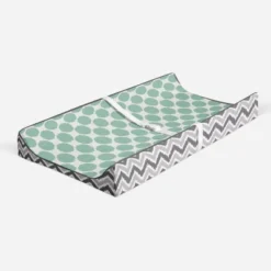 Bacati - Ikat Zigzag Mint Dots Muslin Changing Pad Cover