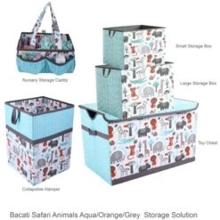 Bacati - Safari Animals Aqua/Orange/Gray Collapsible Laundry Hamper 8 Bacati - Safari Animals Aqua/Orange/Gray Collapsible Laundry Hamper -Roommates Nursery Outlet Store GUEST e5930365 866e 4d3b 8e6a 95089ad6b10a