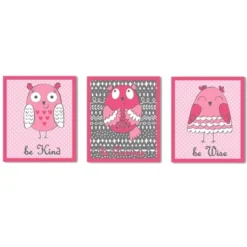 Bacati - Owls In The Woods Pink Fuschia Gray 10 Pc Crib Bedding Set With 2 Crib Fitted Sheets -Roommates Nursery Outlet Store GUEST e8224efd 3996 40af b449 85cfe5f3ace0