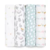 Aden + Anais Essentials Swaddle Baby Blanket Set - Alphabet Animals - 4pk