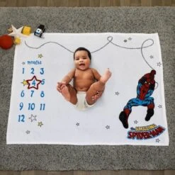 Marvel Amazing Spider-Man Super Soft Milestone Baby Blanket -Roommates Nursery Outlet Store GUEST ebc6e7aa 2971 4dd8 9c56 3c11ff960b55