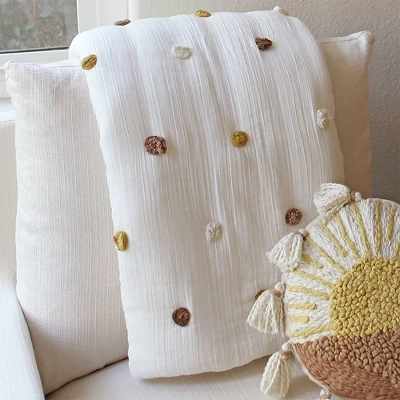 Crane Baby Cotton Muslin Pom Pom Blanket - Kendi White 4 Crane Baby Cotton Muslin Pom Pom Blanket - Kendi White - Image 4