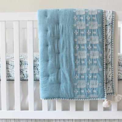 Crane Baby Quilted Baby Reversible Blanket - Caspian Chambray 4 Crane Baby Quilted Baby Reversible Blanket - Caspian Chambray - Image 4