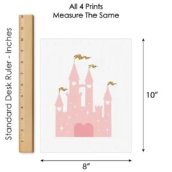 Big Dot Of Happiness Little Princess Crown - Unframed Pink & Gold Castle Nursery And Kids Room Linen Paper Wall Art - Set Of 4 Artisms - 8 X 10 Inches -Roommates Nursery Outlet Store GUEST ed81874f c4e8 4d66 a617 c2f6c22a0f64