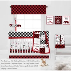 Bacati - Lumberjack Red Black Gray 10 Pc Crib Bedding Set With Long Rail Guard Cover -Roommates Nursery Outlet Store GUEST ee5f562c f8fd 4ea1 adfd a095a1c286a5