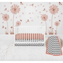 Bacati - Ikat Dots Stripes Coral Grey Muslin Girls 10 Pc Crib Set With Wall Hangings & Mobile -Roommates Nursery Outlet Store GUEST f060e8c2 6fab 41e4 b655 9a55438631e3
