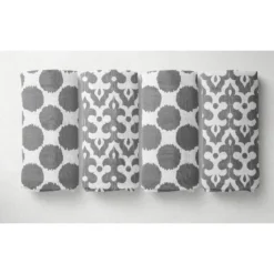 Bacati - Ikat Chevron White Grey Neutral 10 Pc Crib Set With Long Rail Guard Cover & 4 Muslin Swaddling Blankets -Roommates Nursery Outlet Store GUEST f13a0941 8534 4131 acd4 e17f4fa49aad 1