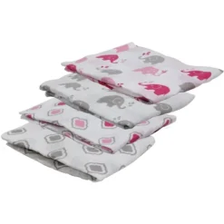 Bacati - Elephants Pink/Gray Muslin Swaddling Blankets Set Of 4 -Roommates Nursery Outlet Store GUEST f1e4c0cb cec7 428b a236 0da9be09c92d