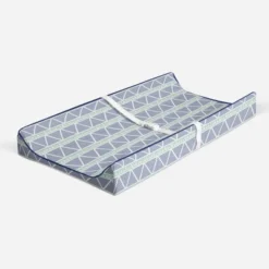 Bacati - Emma Mint/Navy Large Triangles Quilted Muslin Changing Pad Cover