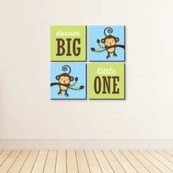 Big Dot Of Happiness Blue Monkey Boy - Kids Room, Nursery Decor And Decor - 11 X 11 Inches Nursery Wall Art - Set Of 4 Prints For Baby's Room -Roommates Nursery Outlet Store GUEST f8db6a3b 9a09 43d4 8d71 33fdd6ea16e7