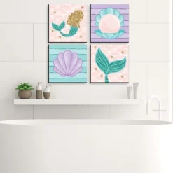 Big Dot Of Happiness Let's Be Mermaids - Kids Room, Nursery Decor And Home Decor - 11 X 11 Inches Nursery Wall Art - Set Of 4 Prints For Baby's Room -Roommates Nursery Outlet Store GUEST f91506a9 0f86 4bc2 a987 77d4396d342b