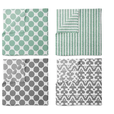 Bacati - Ikat Dots Stripes Mint Grey Neutral 10 Pc Crib Set With 2 Crib Fitted Sheets 4 Muslin Swaddling Blankets 2 Bacati - Ikat Dots Stripes Mint Grey Neutral 10 Pc Crib Set With 2 Crib Fitted Sheets 4 Muslin Swaddling Blankets - Image 2