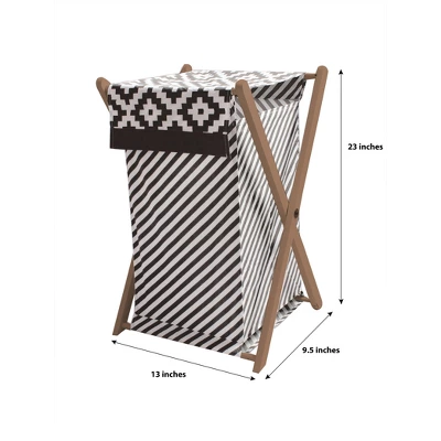 Bacati - Love Black/white Laundry Hamper With Wooden Frame 1 Bacati - Love Black/white Laundry Hamper With Wooden Frame