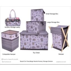 Bacati - Owls Gray/Beige Neutral Collapsible Laundry Hamper -Roommates Nursery Outlet Store GUEST fc410d0c 6a5a 473b a0e6 dd311d4eb4df