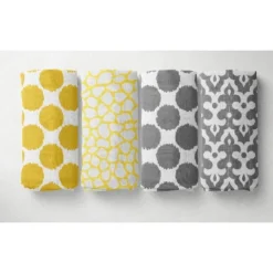 Bacati - Ikat Dots Giraffe Yellow Grey Muslin Neutral 10 Pc Crib Set With 3 Wall Hangings & 4 Muslin Swaddles -Roommates Nursery Outlet Store GUEST ff915309 540f 434f 9391 3ef311264ae5
